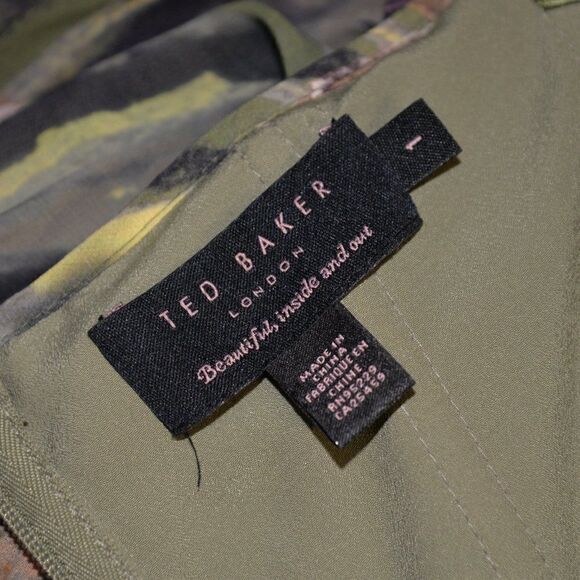 Ted Baker Green Floral Trapeze Dress Sz 4 - Picture 4 of 9